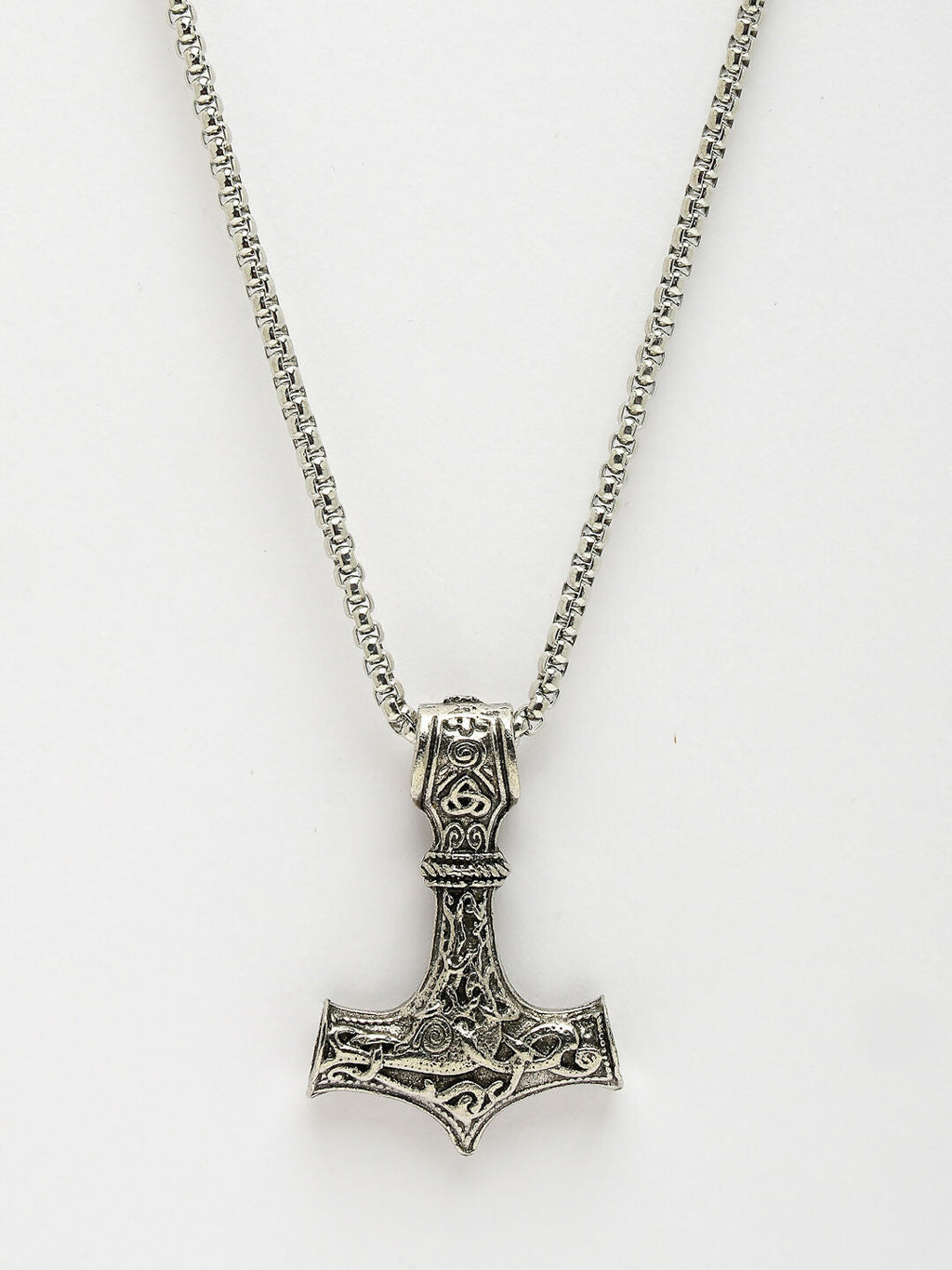 NVR Men's Silver-Plated Stainless Steel Pendant with Chain | Grocsy