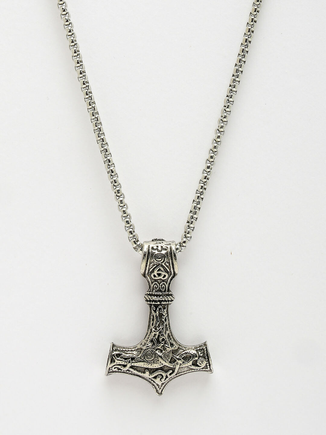 NVR Men's Silver-Plated Stainless Steel Pendant with Chain | Grocsy