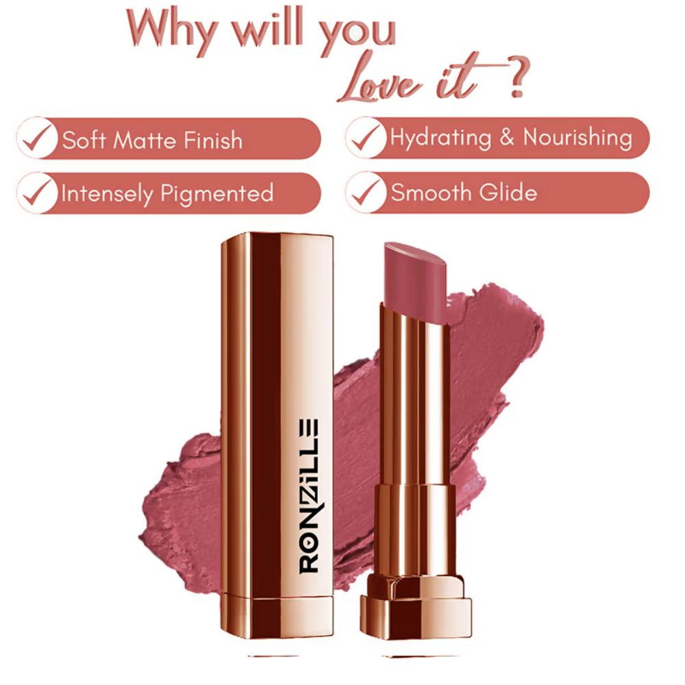 Ronzille Natural Colored Long Stay Matte Lipstick - Shade 16 | Grocsy