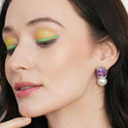 Purple Pearl Studs- Ruby Raang | Grocsy