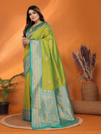 Joban Fashion Banarasi Light Green Small Butti Soft Silk Saree | Grocsy
