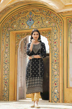 Juniper Black Rayon Festive Printed Straight Kurta For Women | Grocsy