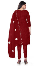 Maroon Organza Silk Embroidered Work Unstitched Dress Material - Tanvi | Grocsy