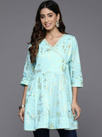 Ahalyaa Women's Traditional wear Tunic - Blue | Grocsy