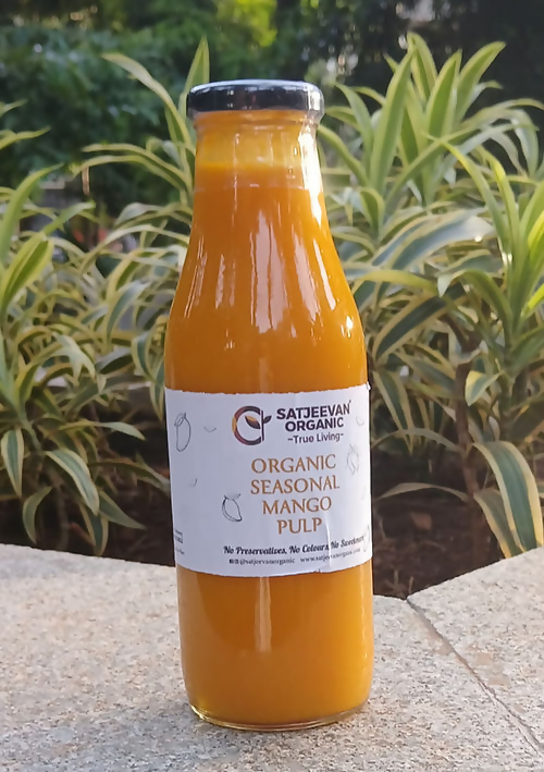 Satjeevan Organic Seasonal Mango Pulp | Grocsy