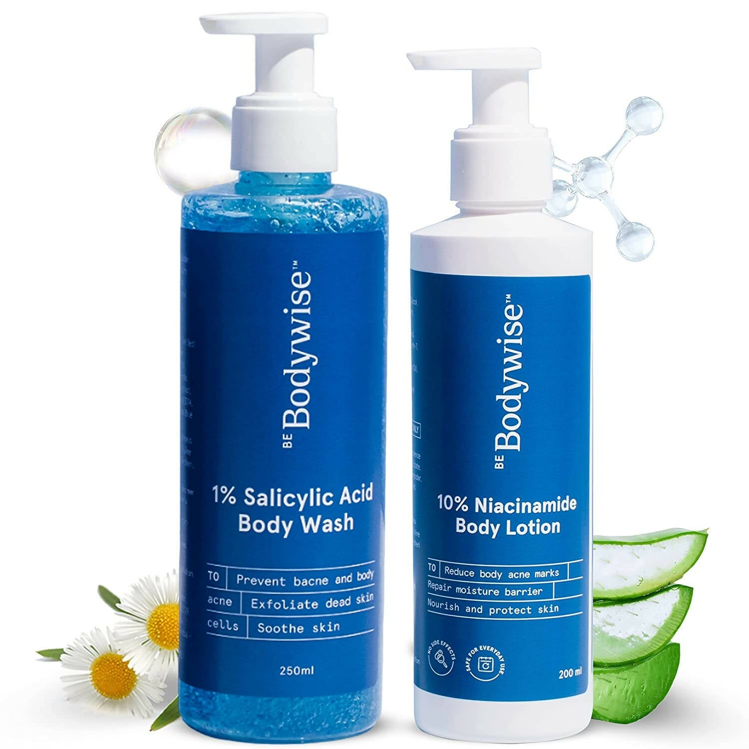 BeBodywise 1% Salicylic Acid Body Wash and 10% Niacinamide Body Lotion | Grocsy