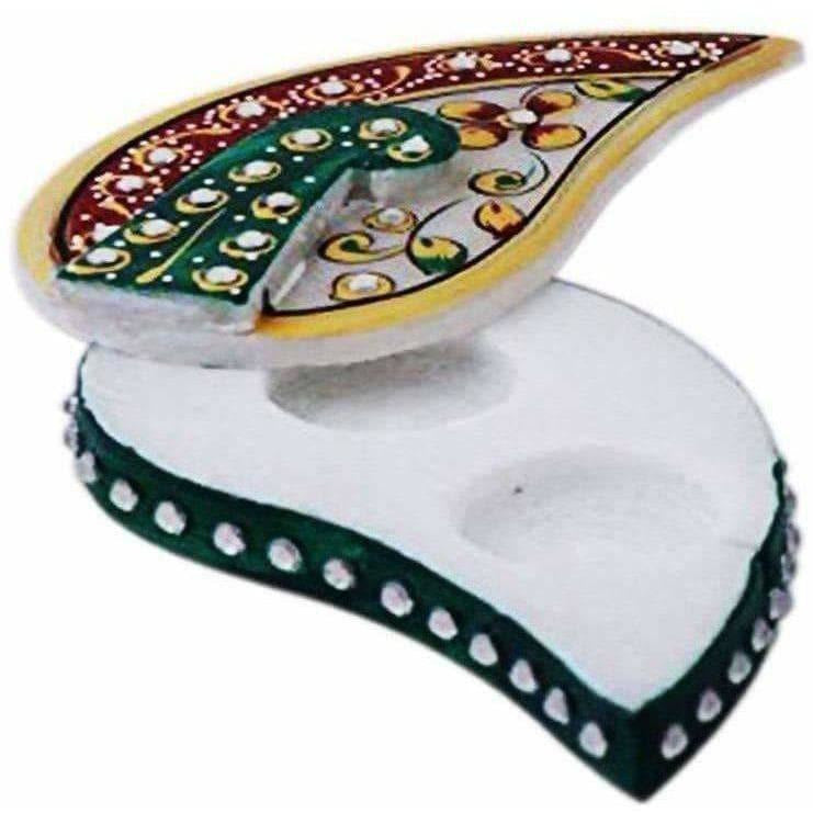 Decorative Meenakari Haldi Kumkum Marble Peacock | Grocsy