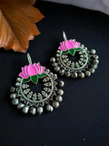 Joban Fashion Women Pink Meenakari Flower Print Ethnic Trendy Stud Earring | Grocsy