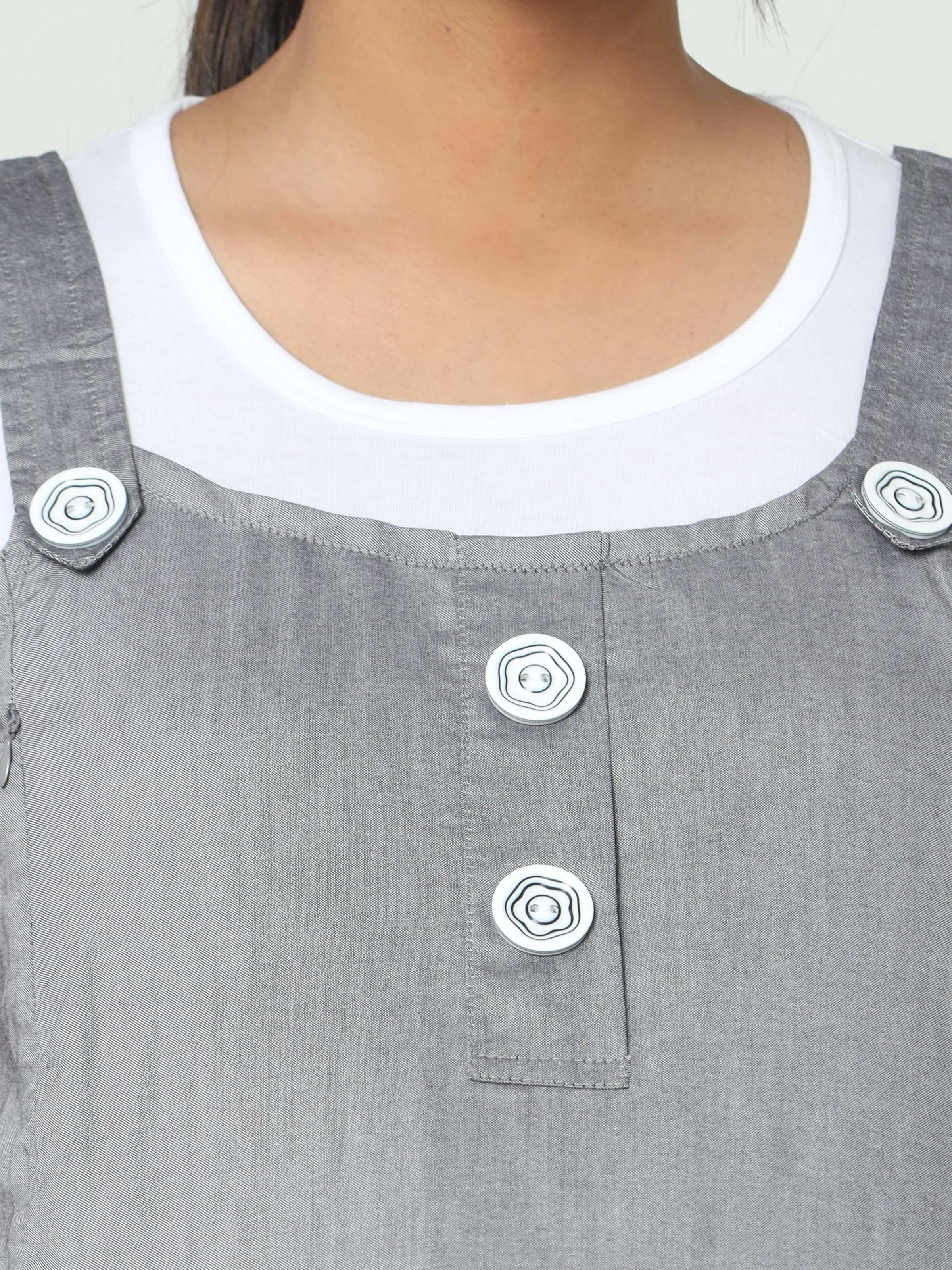 Manet Half Sleeves Solid Maternity Dress With Concealed Zipper Nursing Access - Grey | Grocsy