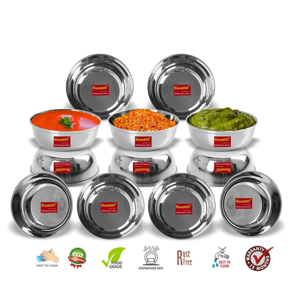 Sumeet Stainless Steel Heavy Gauge Bowl/Wati set with Mirror Finish | Grocsy