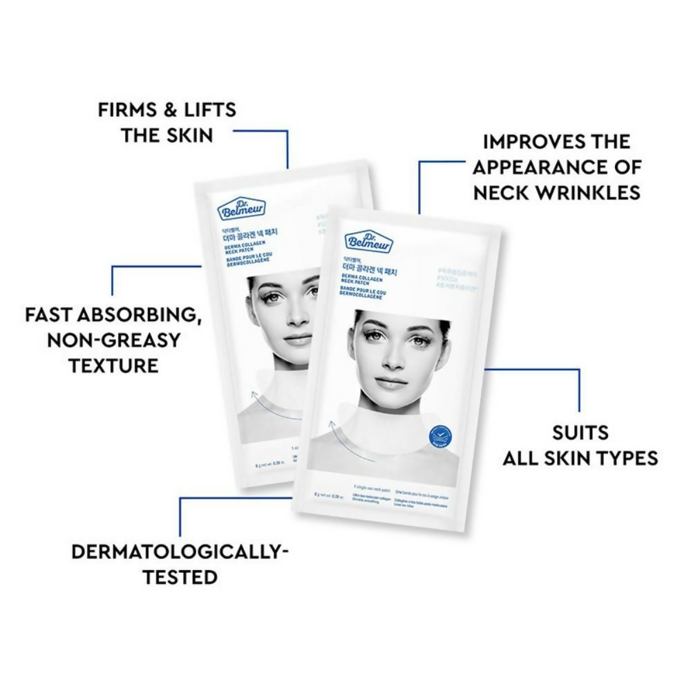 The Face Shop Dr.Belmeur Derma Collagen Hydrogel Neck Patches, Smooths Wrinkles On Neck Instantly | Grocsy