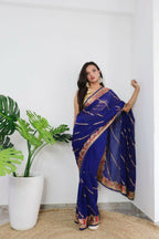 Vamsee Aaradhna Purple Georgette Saree | Grocsy