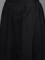 Ahalyaa Women Black Floral Printed Pure Cotton Kurta with Palazzos | Grocsy