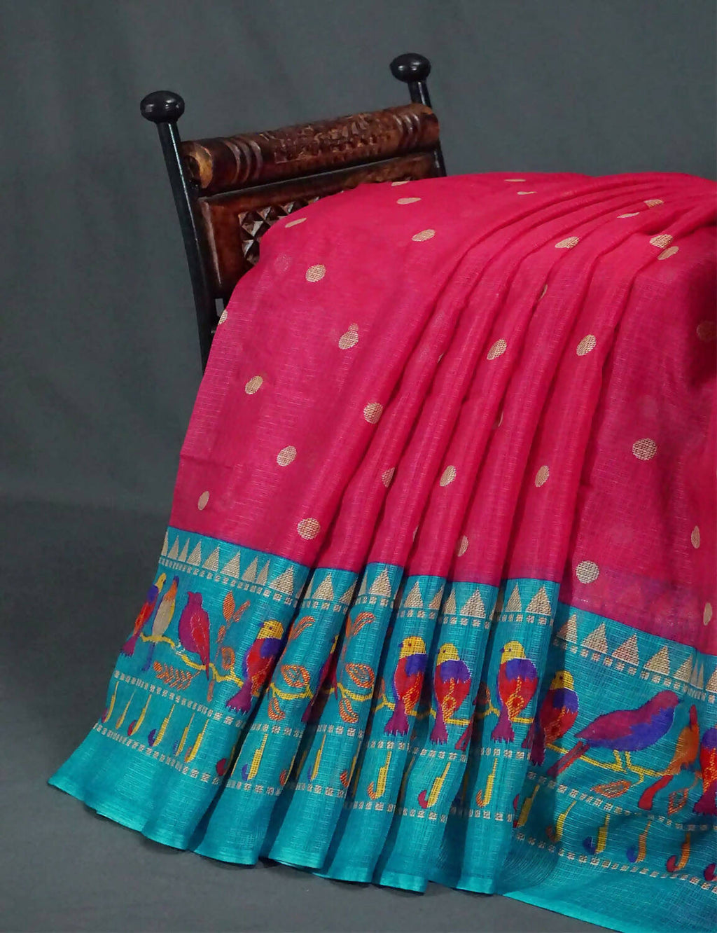 Rani Pink Colored with Buttes Semi Silk Kota Saree By Gayathri Reddy Designer Studio | Grocsy