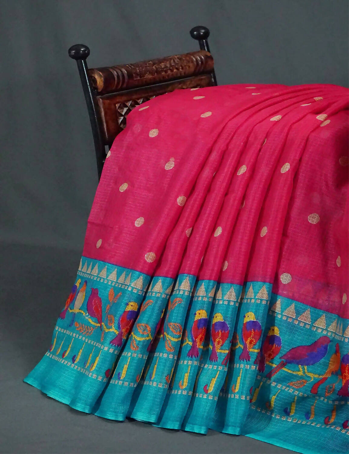 Rani Pink Colored with Buttes Semi Silk Kota Saree By Gayathri Reddy Designer Studio | Grocsy