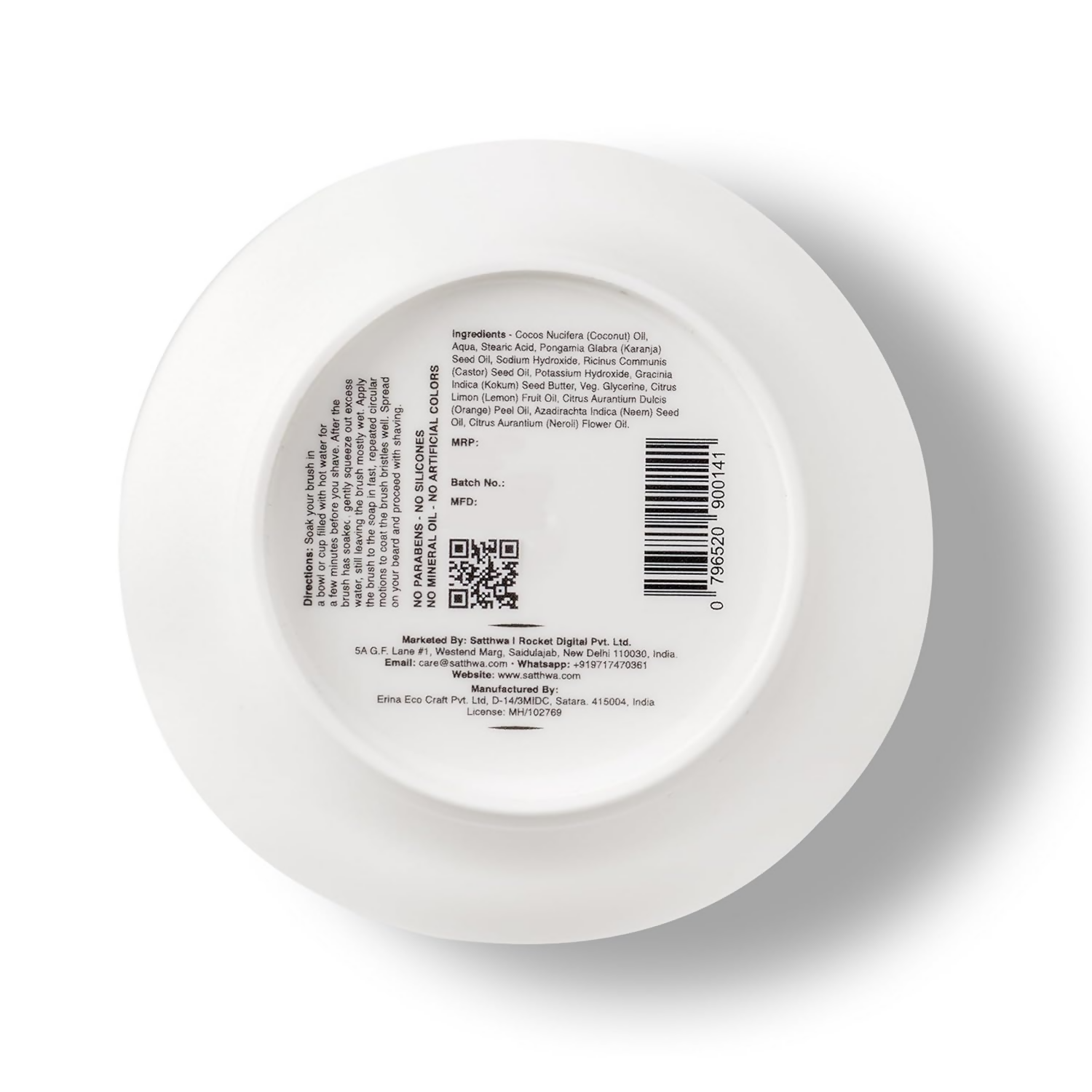 Satthwa Shaving Soap infused With Neroli, Lemon & Orange | Grocsy