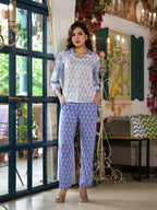 Juniper Women's Purple Ethnic Motif Printed Viscose Kurta & Pants Set With Buttons | Grocsy