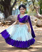 Jyoti Fashion Classy Blue Heavy Chenille Sequins Embroidered Kids Lehenga Choli Set | Grocsy