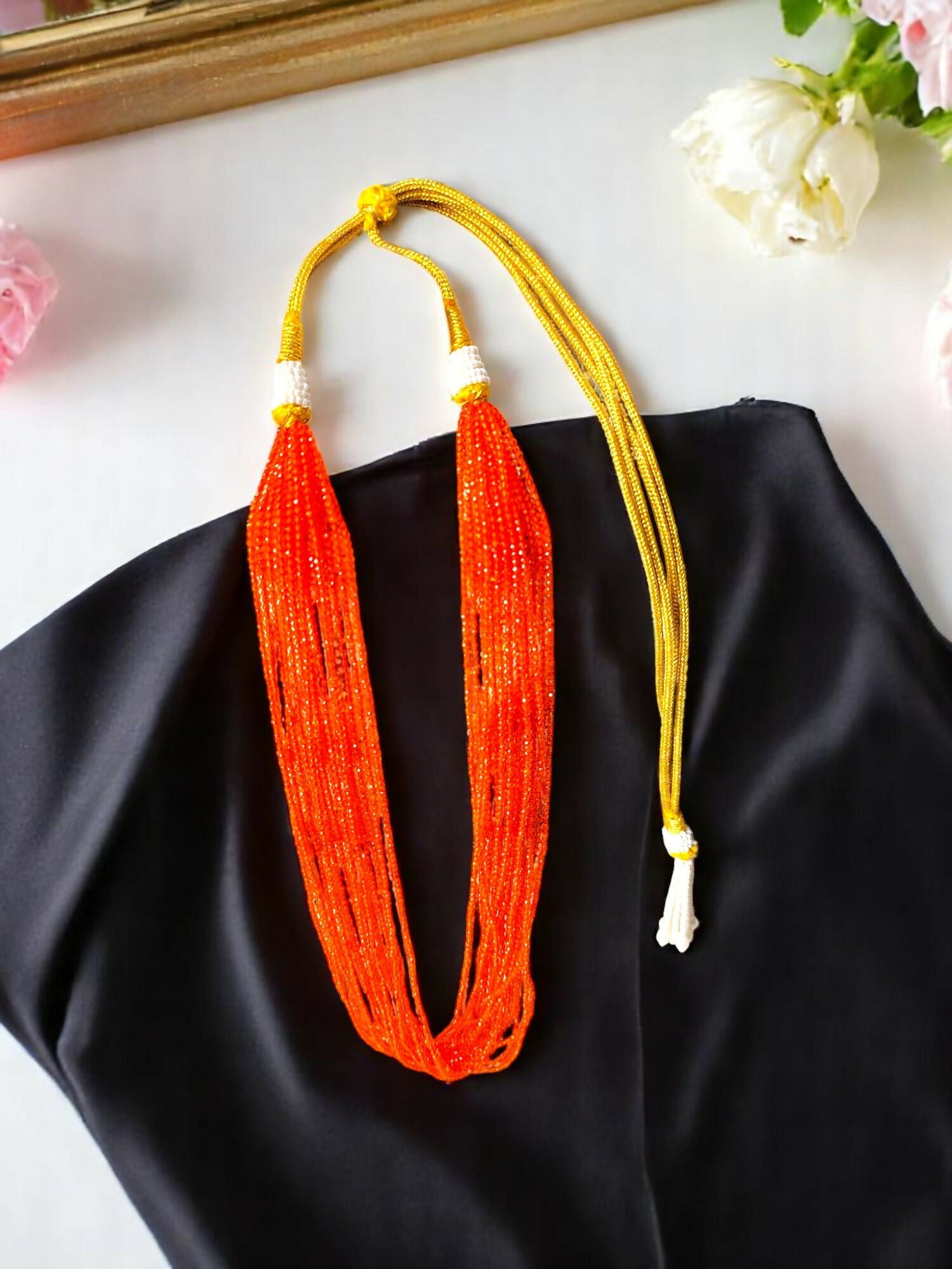 Inhanns Crystal Beads Luxe Edition – Multi-Layered Necklace - Orange | Grocsy