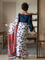 Suta Off White Polka Dots Pure Cotton Saree | Grocsy