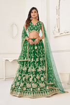 Eilara Women'S Green Butterfly Net With Sequins And Embroidery Work Lehenga Choli For Wedding | Grocsy