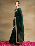 kasee Solid Embroidered Pure Silk Saree | Grocsy