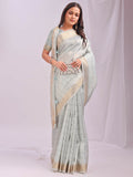 Shree Shyam Fashion Organza Sky Blue Saree | Grocsy