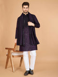 Vastranavya Purple Exclusive Festival Wear Viscose Silk Thread with Sequence Embroidered Work Kurta with Dupatta | Grocsy
