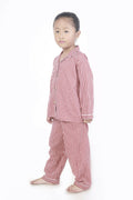 Breathables Kids Cotton Night Suit – Red & White Striped Shirt & Pyjama Co-Ord Set For Boys & Girls | Grocsy