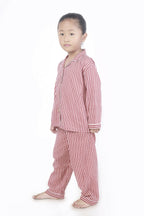 Breathables Kids Cotton Night Suit – Red & White Striped Shirt & Pyjama Co-Ord Set For Boys & Girls | Grocsy