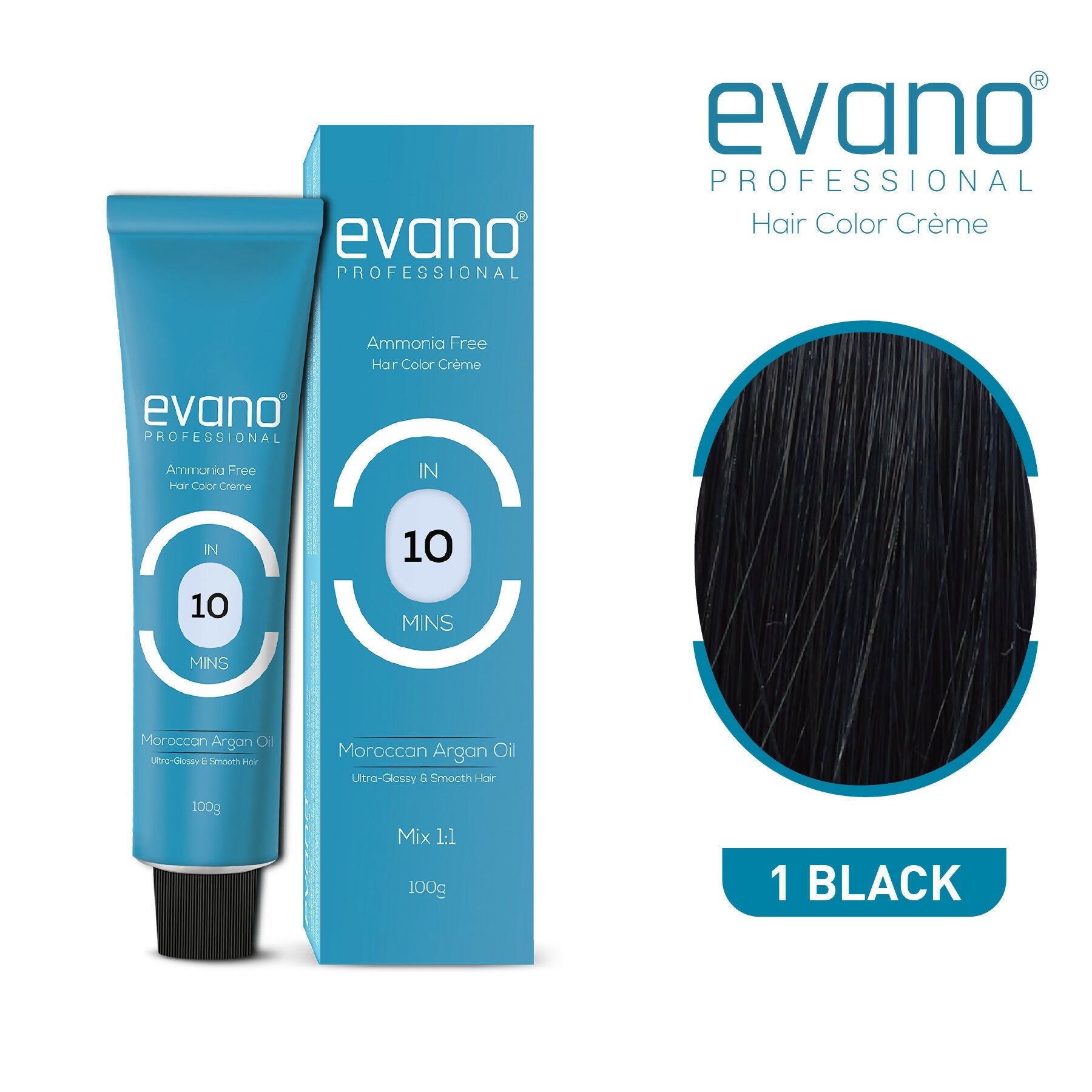 Evano Professional Creme Hair Colour Black for Women & Men | Grocsy