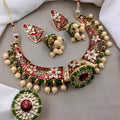 Jewel City Indian Gold Plated Meenakari Kundan Traditional Choker Bridal Necklace Jewelry | Grocsy