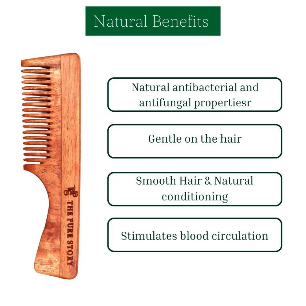 The Pure Story Oil Infused Neem Wood Handle Comb | Grocsy