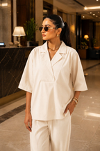 Aayaa Designer Pure Cotton Cord Set-Off White | Grocsy
