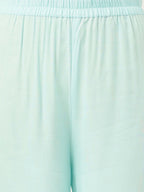 Joban Fashion Blue Rayon and Embroidered Work Straight Kurta Bottom Set | Grocsy