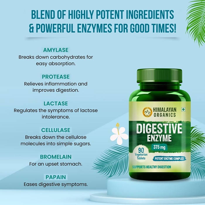 Himalayan Organics Digestive Enzyme 375 mg Vegetarian Capsules | Grocsy