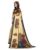 Vamika Golden Cream Printed Art Silk Saree | Grocsy
