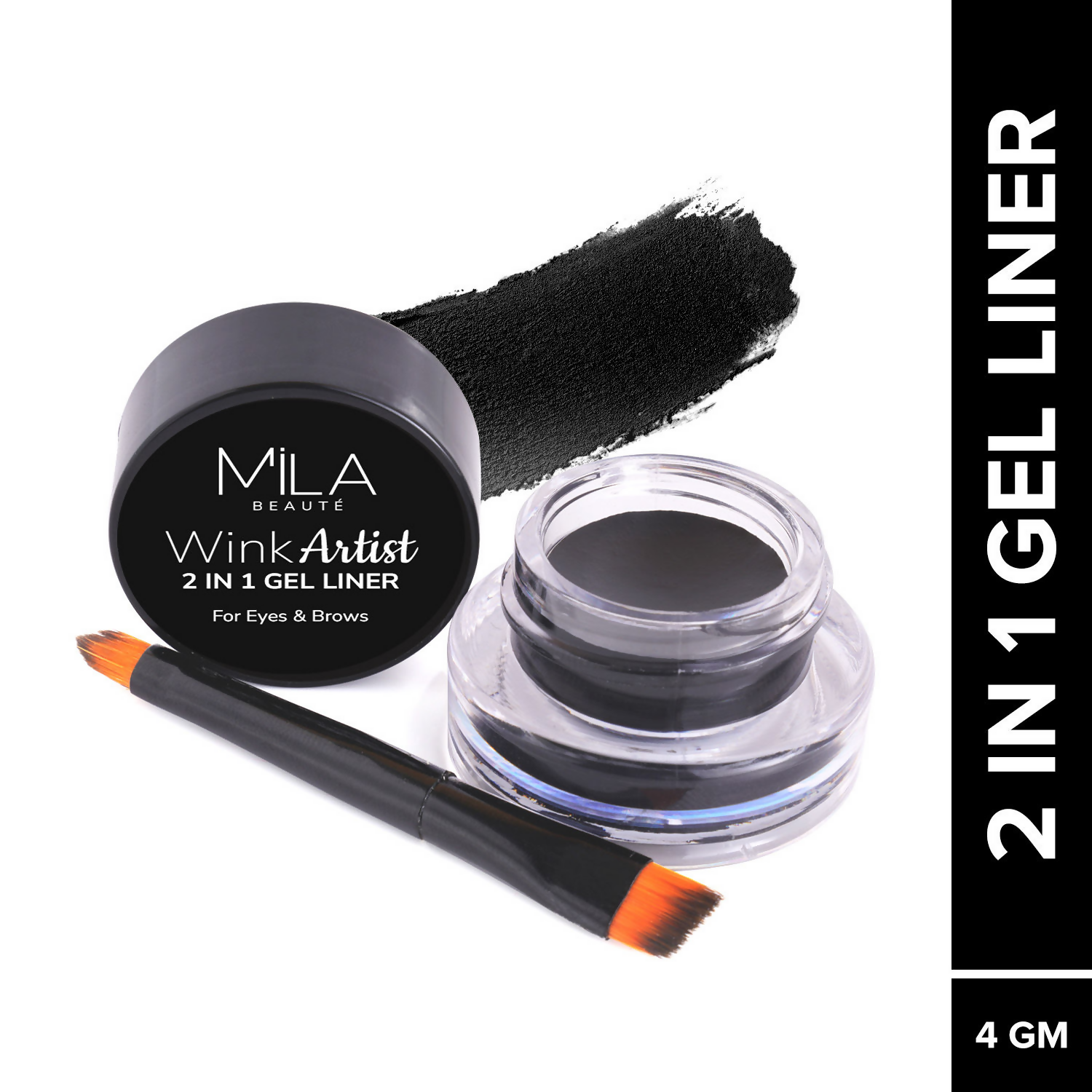 Mila Beaute Wink Artist 36Hr Smudge Proof & Waterproof Gel Eyeliner - Black | Grocsy