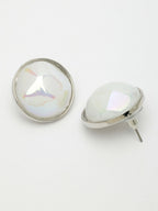 NVR Wome's Silver-Plated Pearl Studded Circular Studs Earring | Grocsy