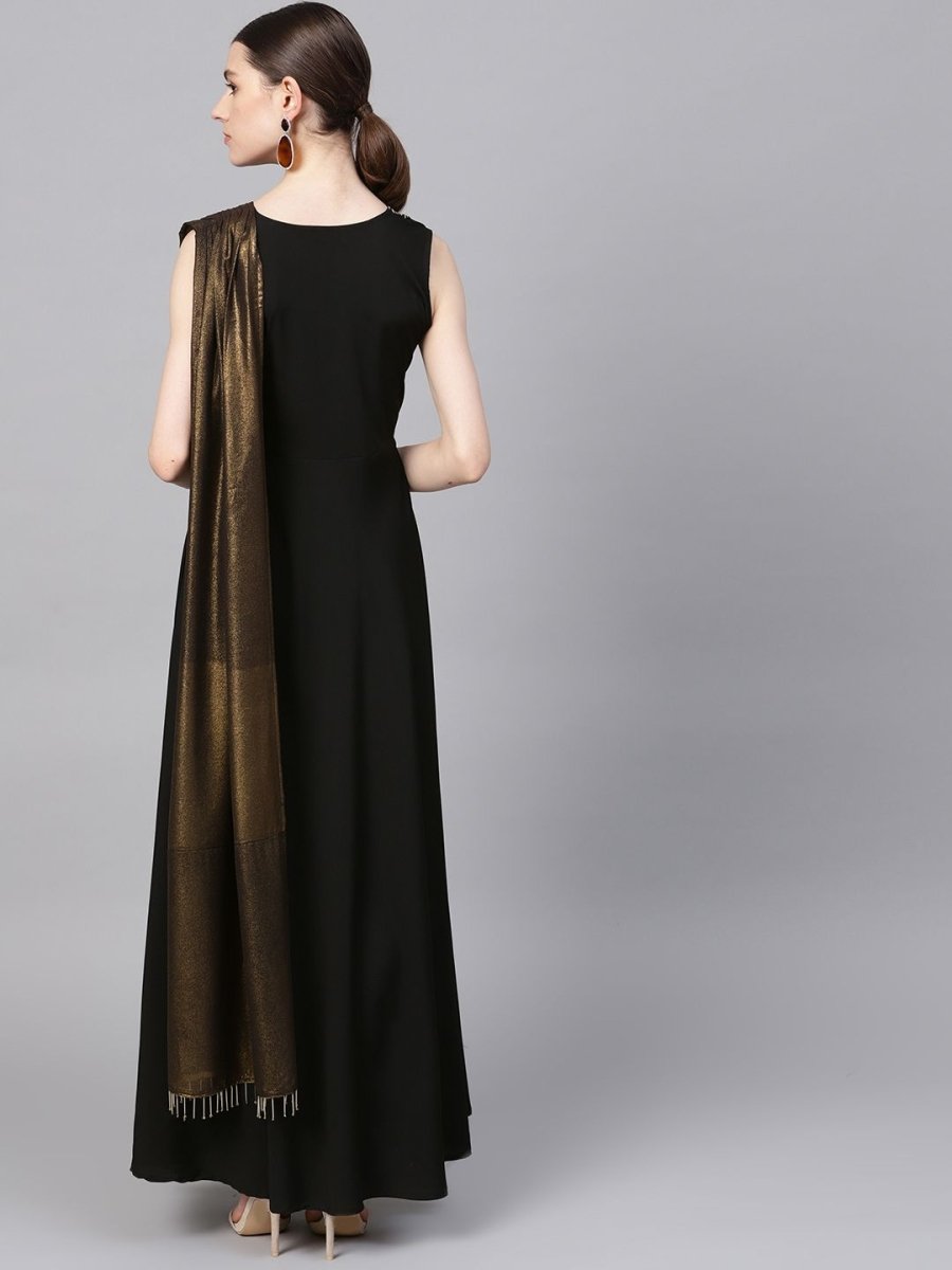 Ahalyaa Black Crepe Dress | Grocsy
