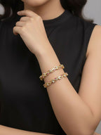 NVR Women Set of 2 Gold Plated CZ Stone Bangle | Grocsy