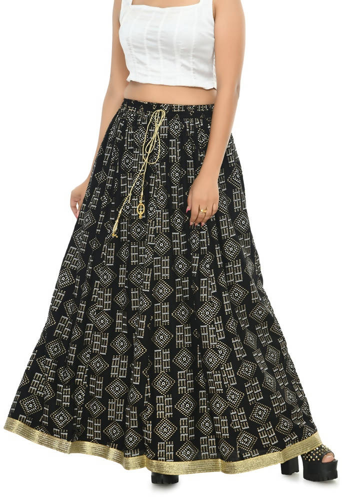 Mominos Fashion Moeza Cotton Black Printed Lehenga (Lancha) | Grocsy