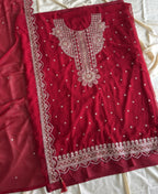 KC New Georgette Short Salwar Kameez Pakistani Style Red | Grocsy