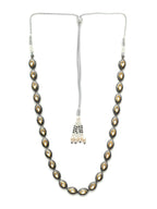 Dual Tone Kundan Neckpiece (silver) - Ruby Raang | Grocsy