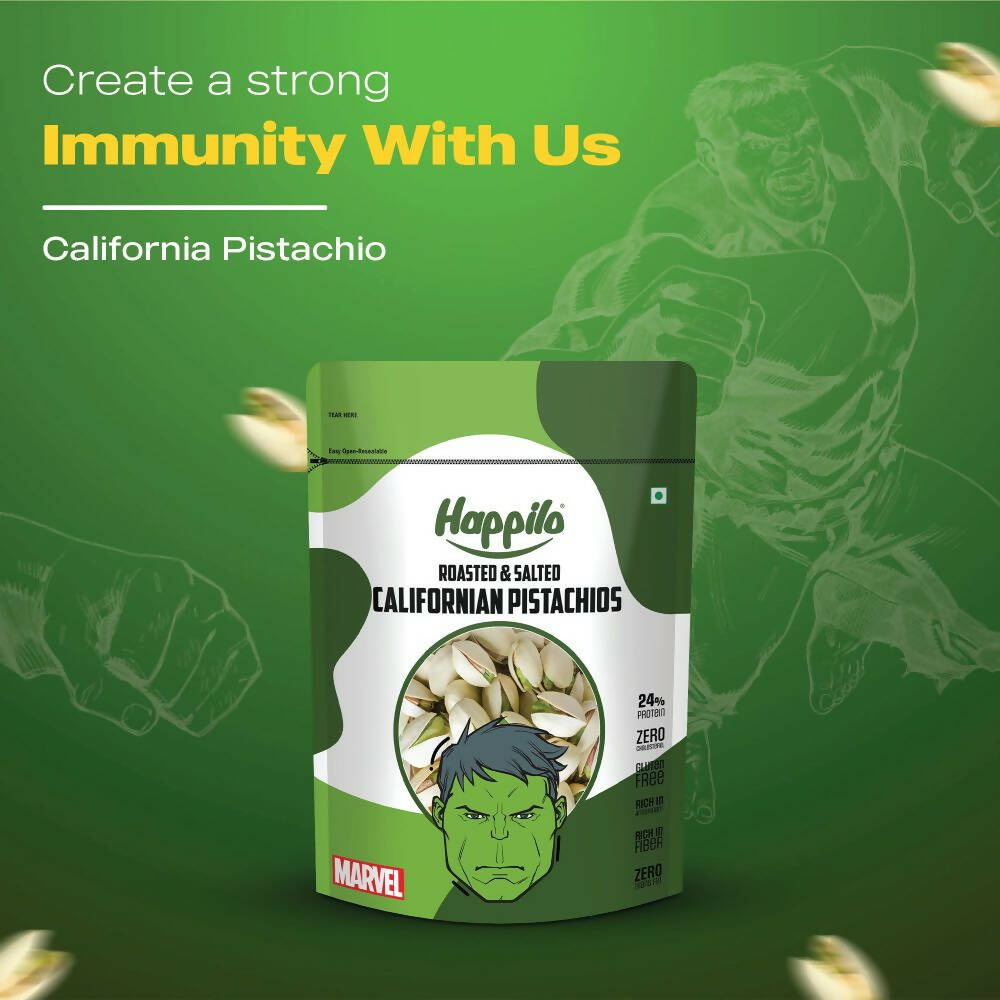 Happilo Roasted & Salted Californian Pistachios-Marvel Hulk Edition | Grocsy