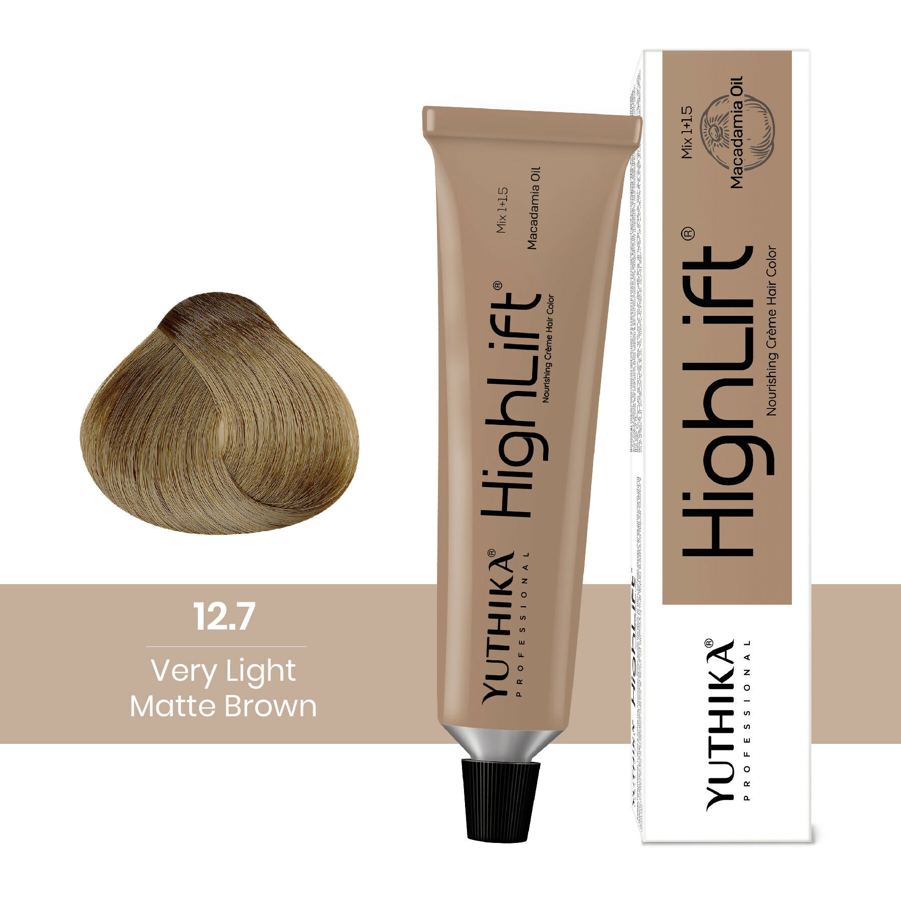 Yuthika Professional High lift Creme Hair Colour 12.7 Very Light Matte Brown | Grocsy