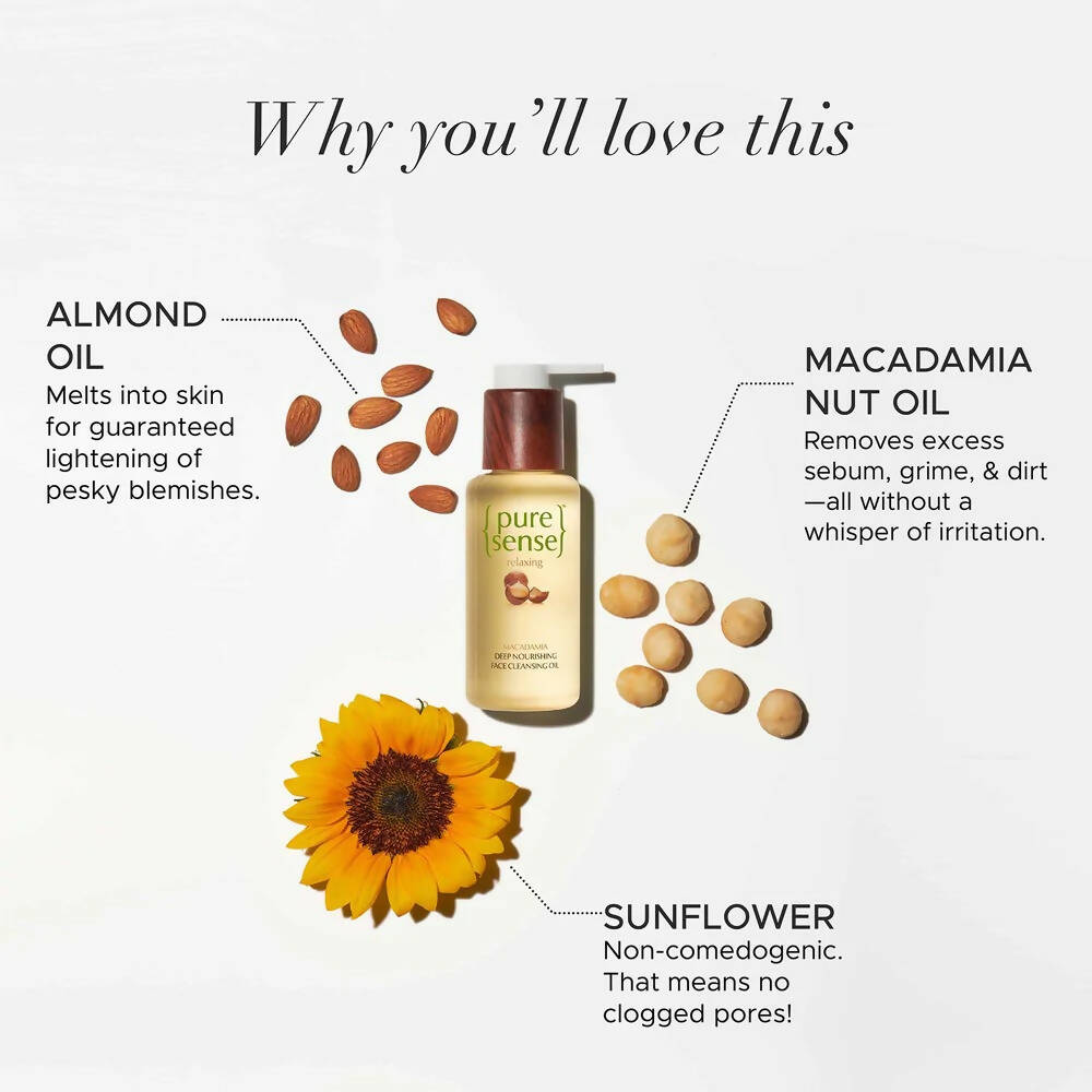 PureSense Relaxing Macadamia Deep Nourishing Face Cleansing Oil | Grocsy