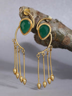 Joban Fashion Women Green Stone Matte Gold Earrings | Grocsy