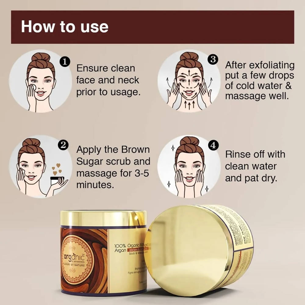 Aaryanveda Arganic Moroccan Argan Brown Sugar Scrub & Massage Cream | Grocsy