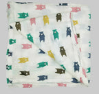 Kindermum Organic Cotton Muslin Swaddle Blanket 110 Cm X 110 Cm - Set Of 2 - Colorful Polka And Bear | Grocsy